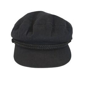 Brixton Fiddler Fisherman Newsboy Hat Small Black Cotton Cord Trim Unisex EUC